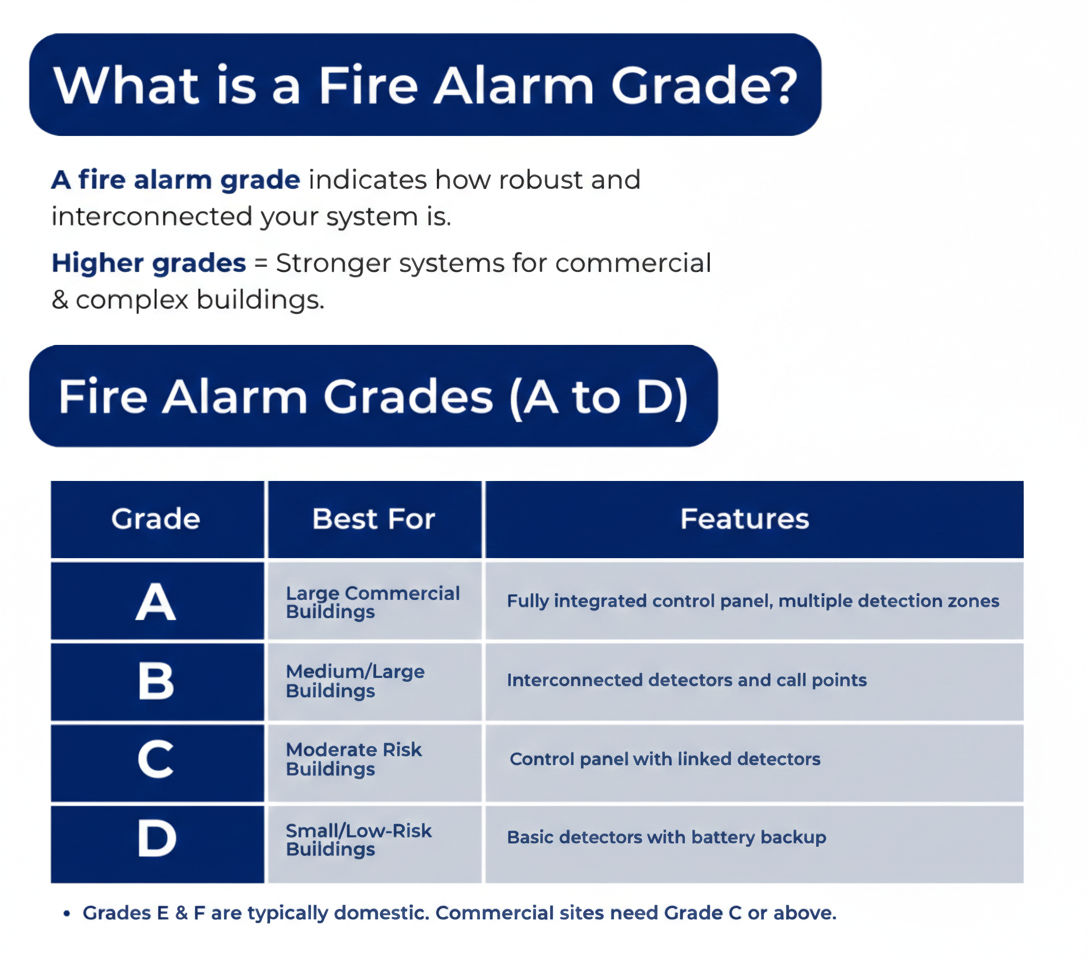 What is a Fire Alarm Grade?
Protive Security Fire Alarm Grades A to D
